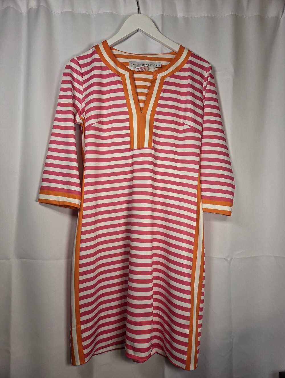 Gretchen Scott The Hinckley Dress Jersey Split Neck Pink Orange Size M $219
